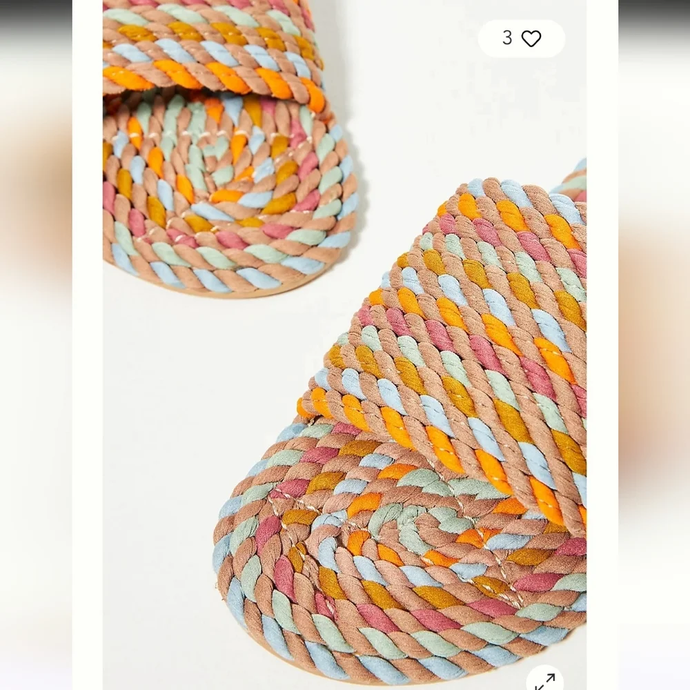 Anthropologie Multicolor Braided Slide Sandals - Coral, Blue, Yellow